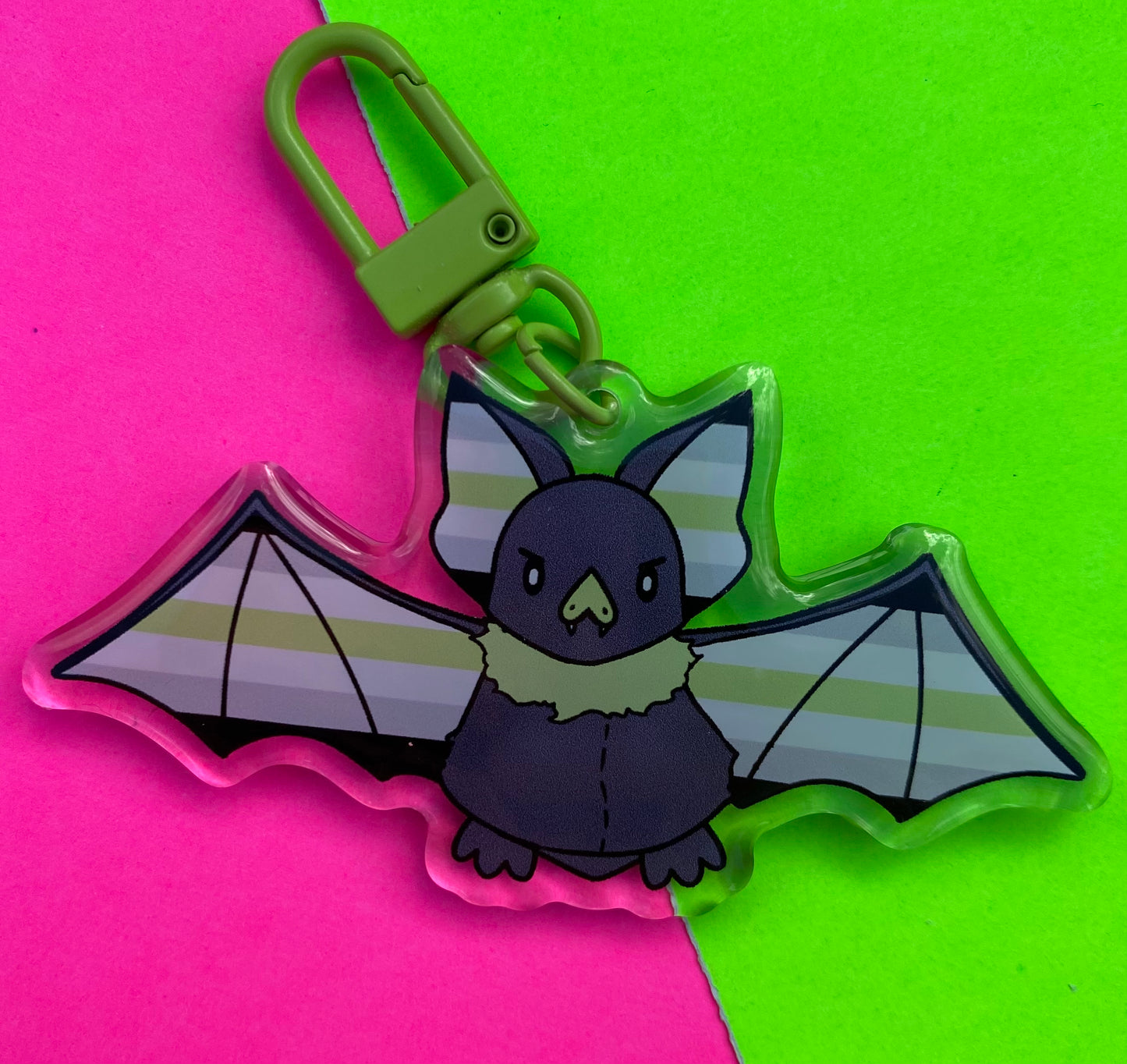 Agender Pride Bat 3” Acrylic Keychain