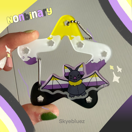 Nonbinary Bat Acrylic Carabiner