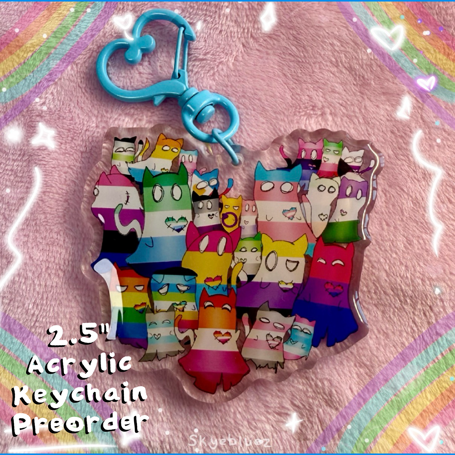 Pride Ghost Kitty’s 2.5” Acrylic Keychain ‼️PREORDER‼️