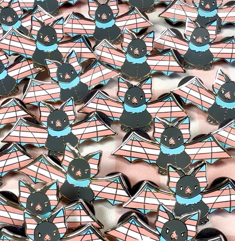 Transgender Bat Enamel Pin 1.75”