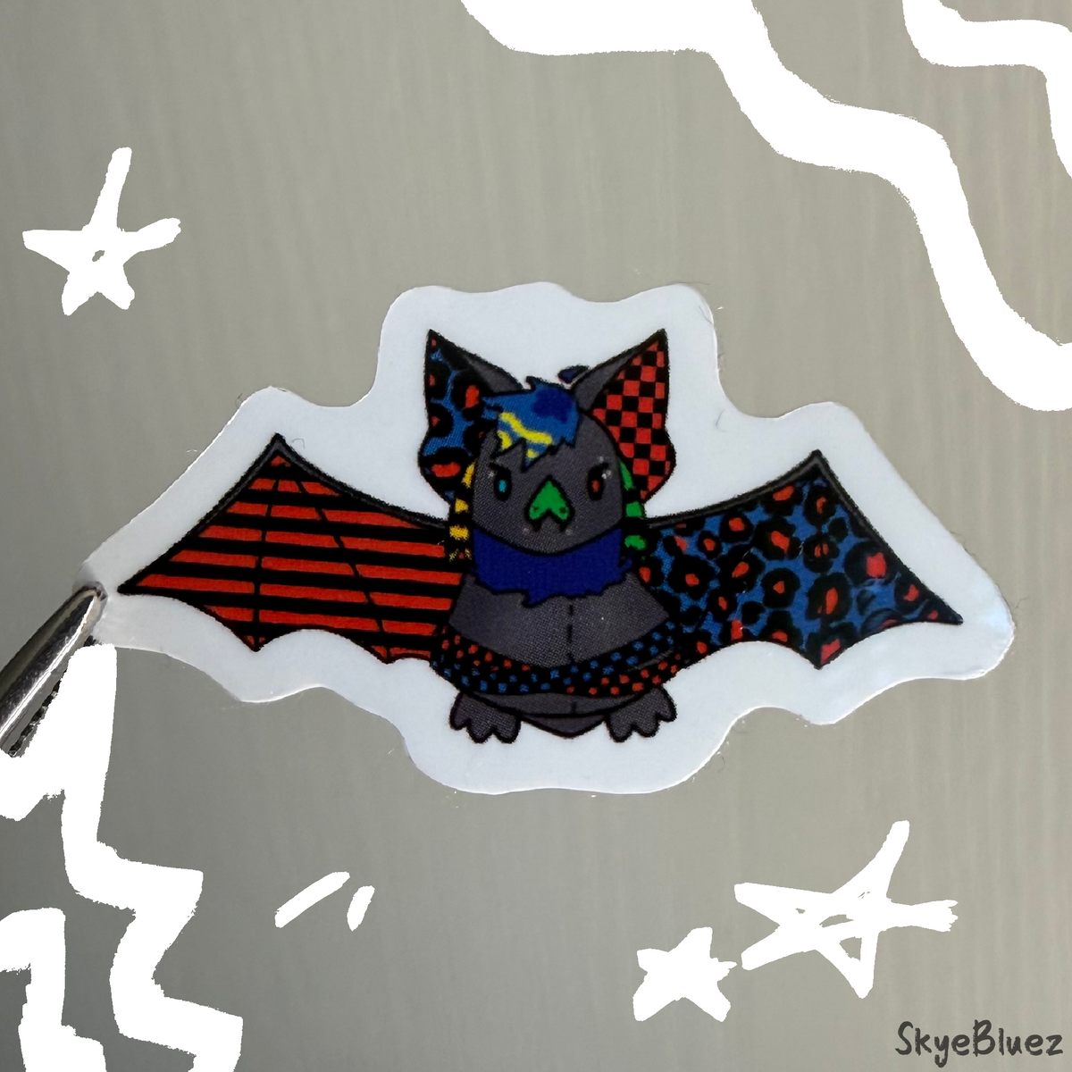 Scene Bat 1.5” Mini Sticker (blue/red)