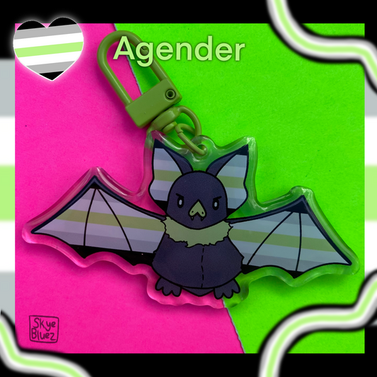 Llavero acrílico Agender Pride Bat de 3"