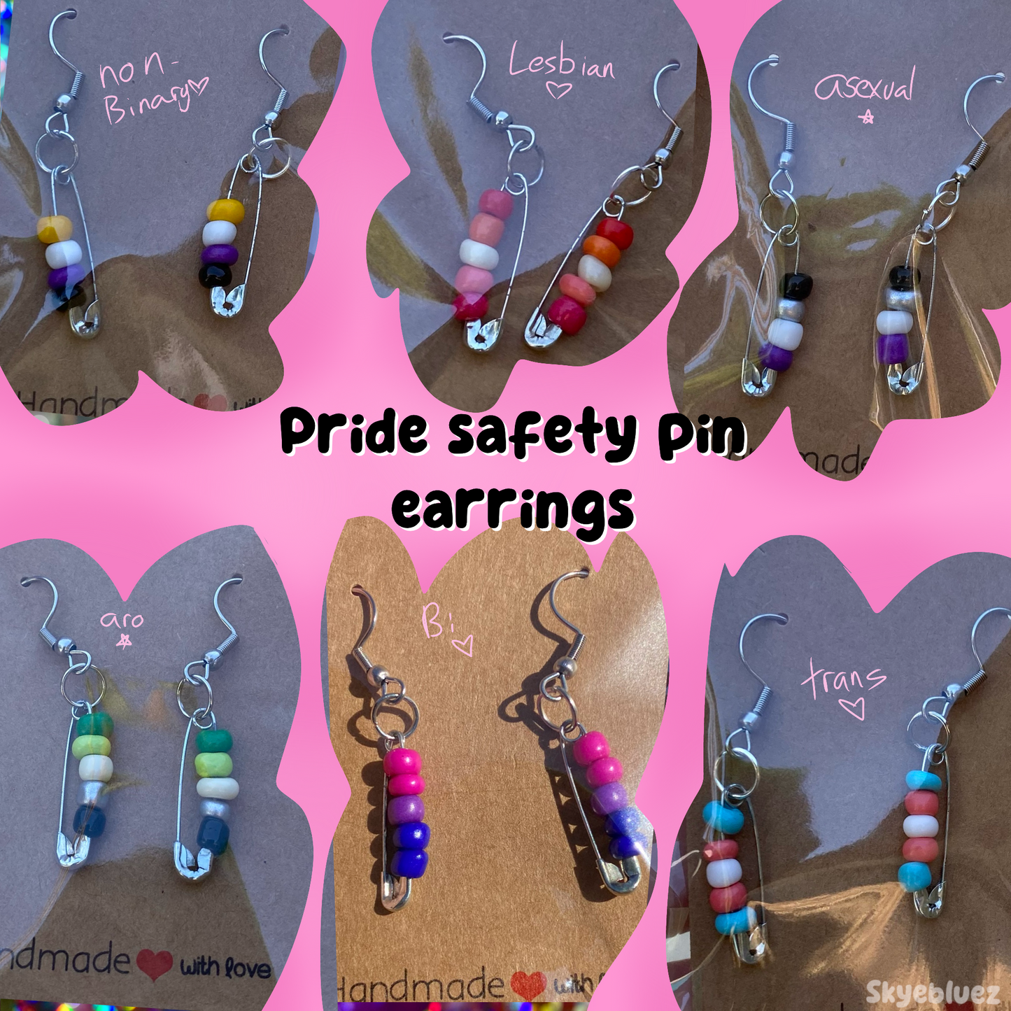 Pride Safety Pin  Earrings