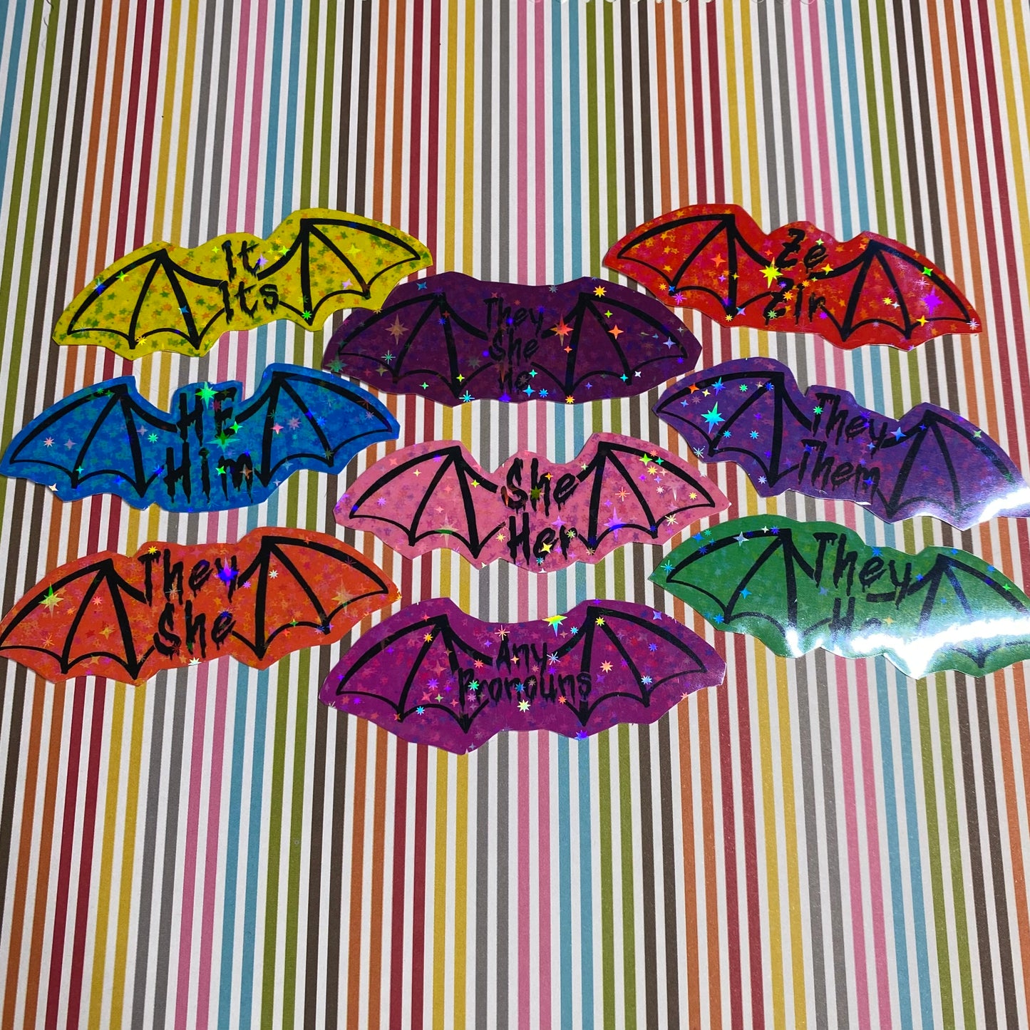Bat wings pronoun stickers