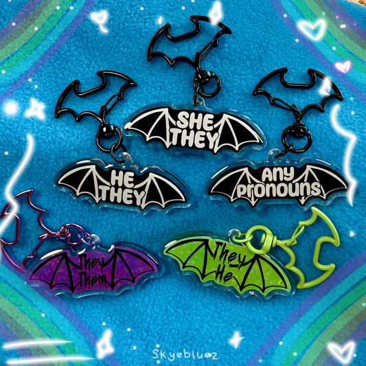 Bat Wings Pronoun 2.5” Acrylic Keychain