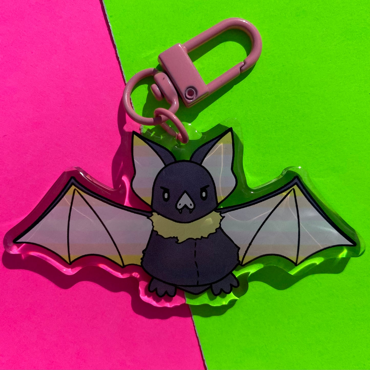 Llavero acrílico Pangender Pride Bat de 3"