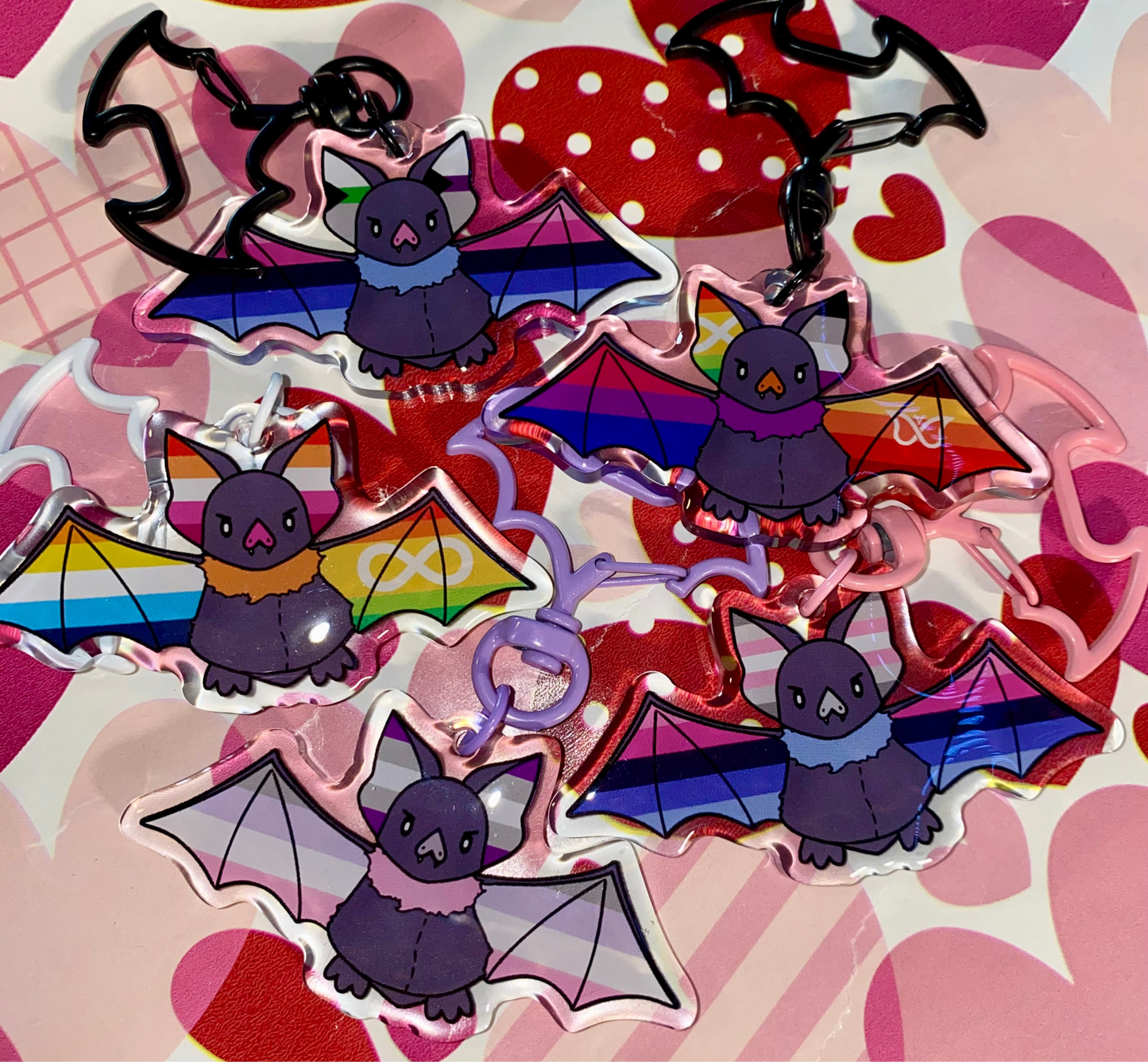 Multiple Flags Bat 2.5” Acrylic Keychain ‼️PREORDER‼️