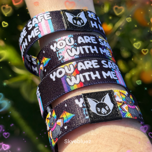 You Are Safe With Me Bat Bracelet -Pride Elastic Wristband