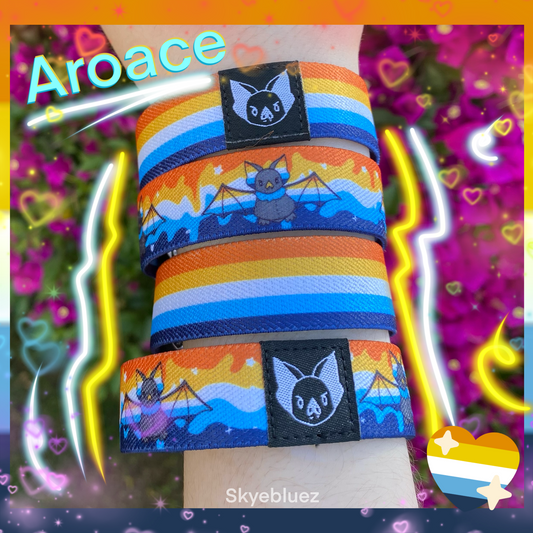 Aroace Bat Bracelet - Aromantic Asexual Pride Elastic Wristband