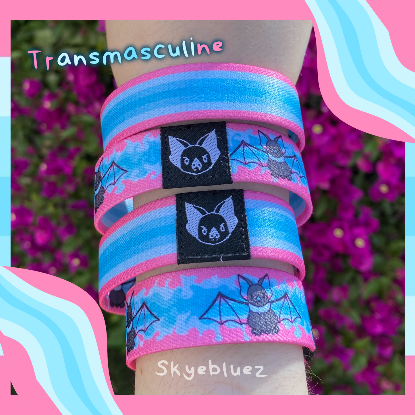 Transmasc Bat Bracelet - Trans Pride Elastic Wristband