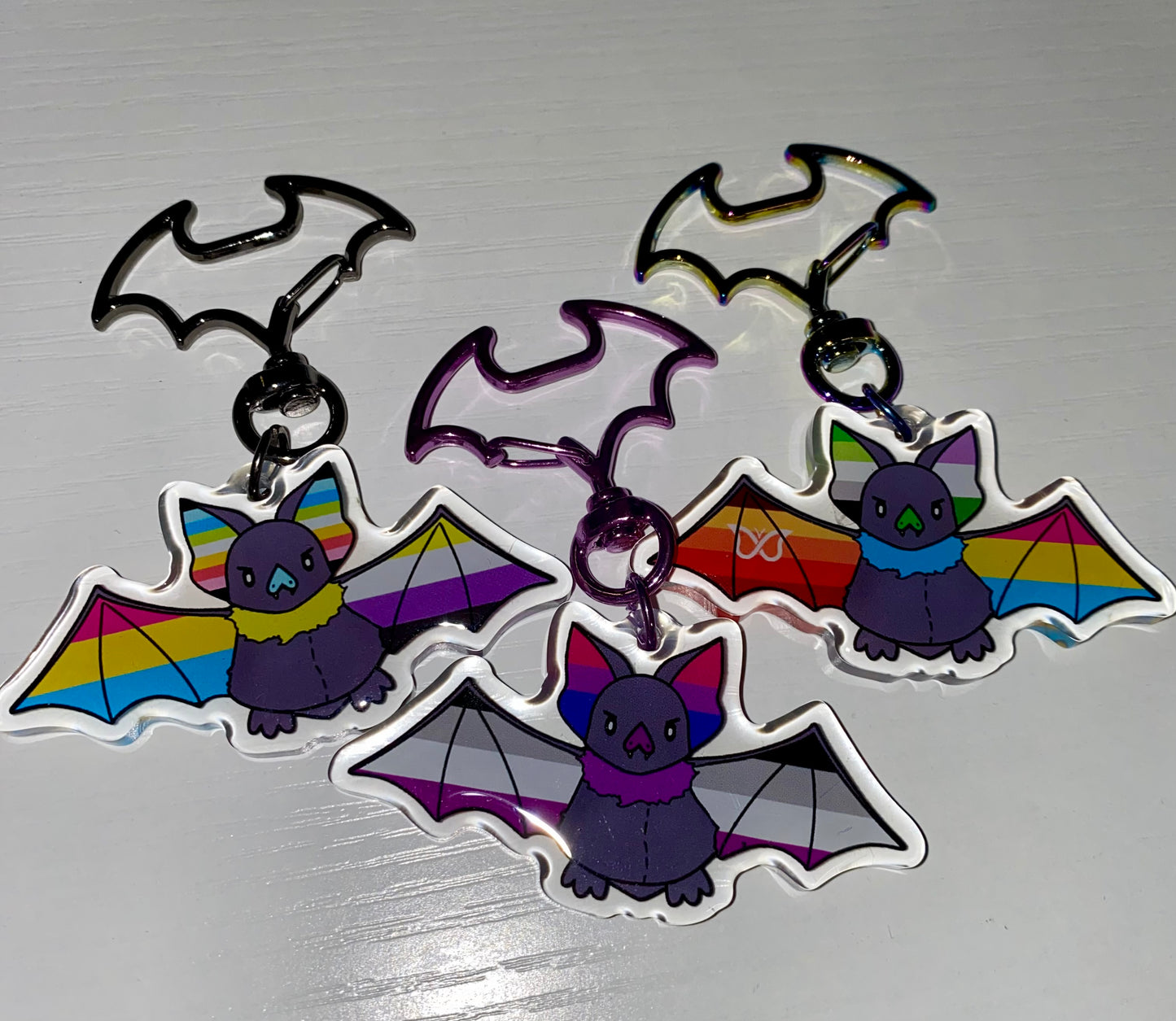 Multiple Flags Bat 2.5” Acrylic Keychain ‼️PREORDER‼️