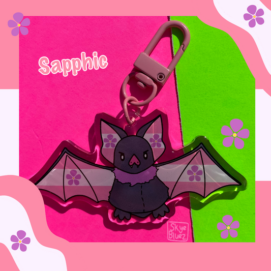 Llavero acrílico Sapphic Pride Bat de 3"