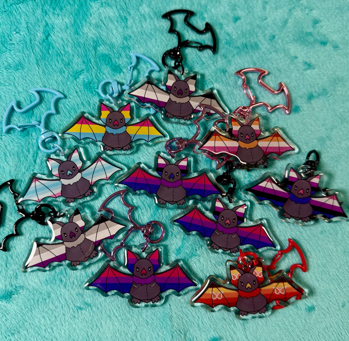 Multiple Flags Bat 2.5” Acrylic Keychain ‼️PREORDER‼️