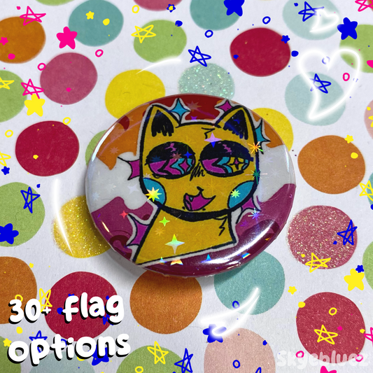 Kitty Holographic Pride Button
