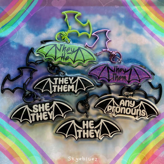 Bat Wings Pronoun 2.5” Acrylic Keychain