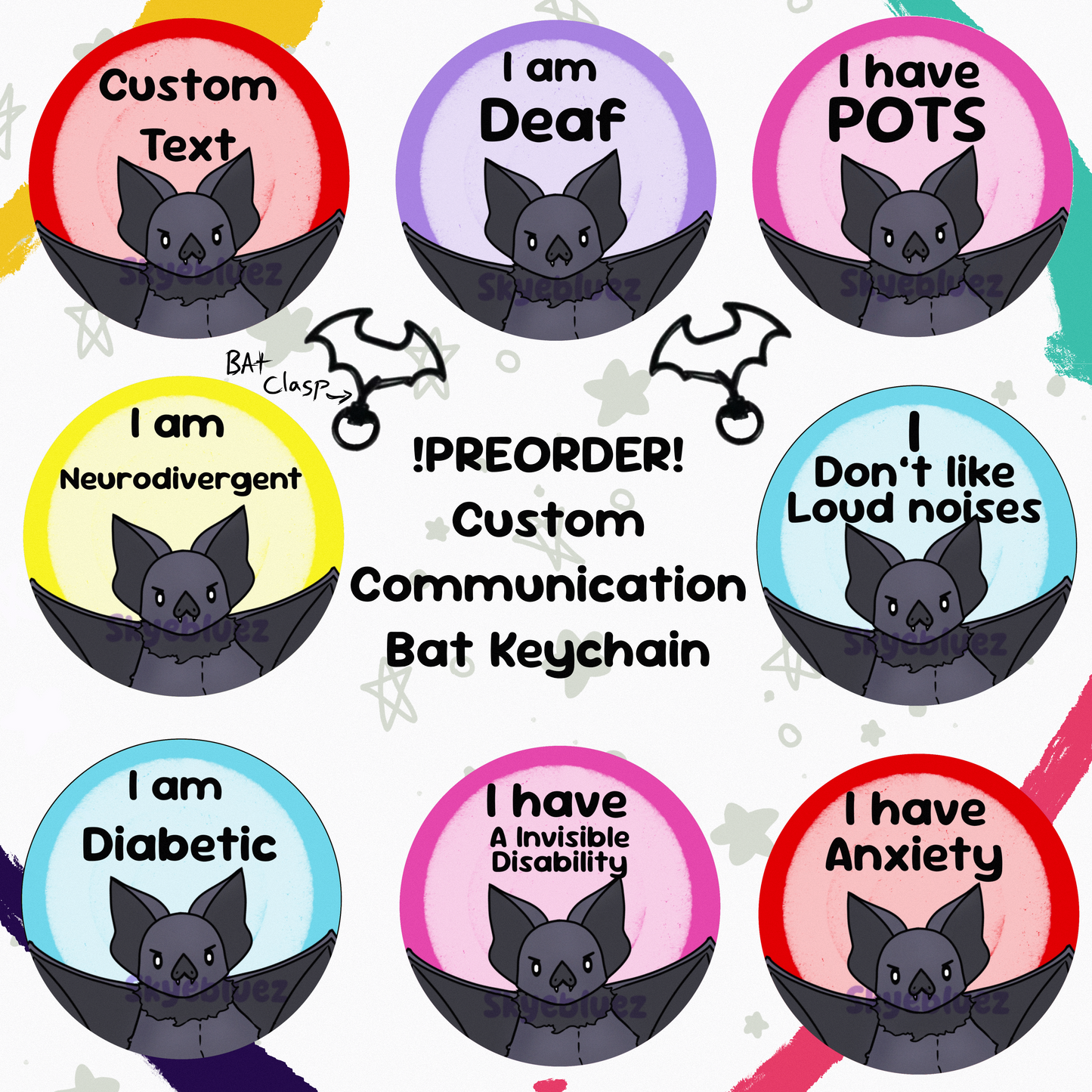 Custom Bat Communication 2.5” Acrylic Keychain ‼️PREORDER‼️