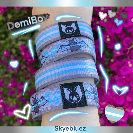 Demiboy Bat Bracelet - Trans Pride Elastic Wristband