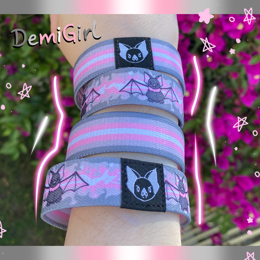 Demigirl  Bat Bracelet - Trans Pride Elastic Wristband