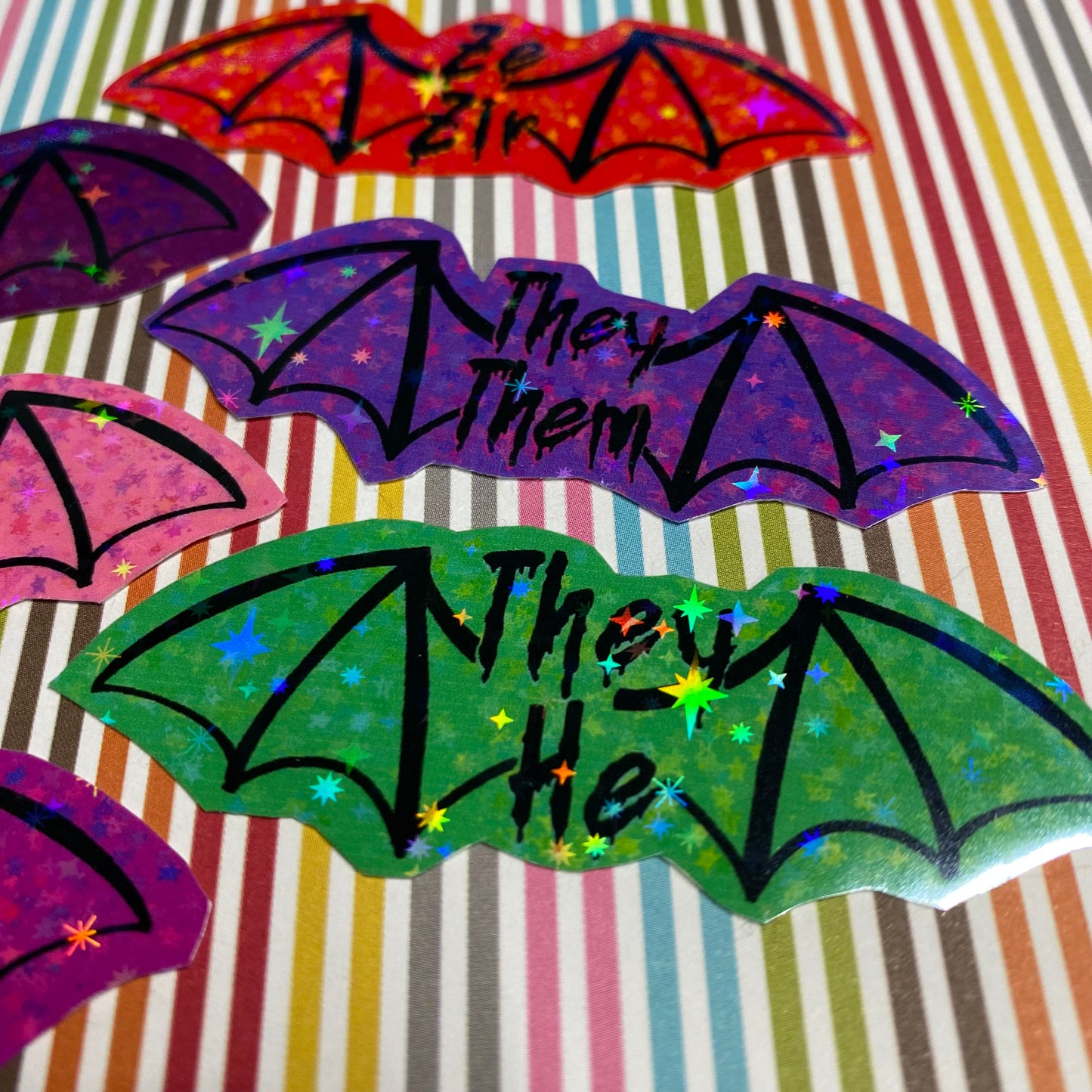 Bat wings pronoun stickers