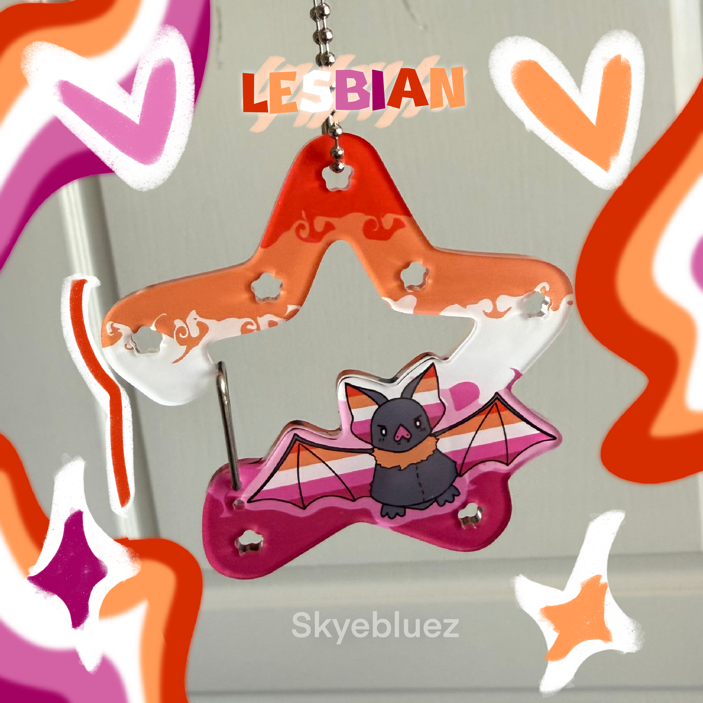 Lesbian Bat Acrylic Carabiner