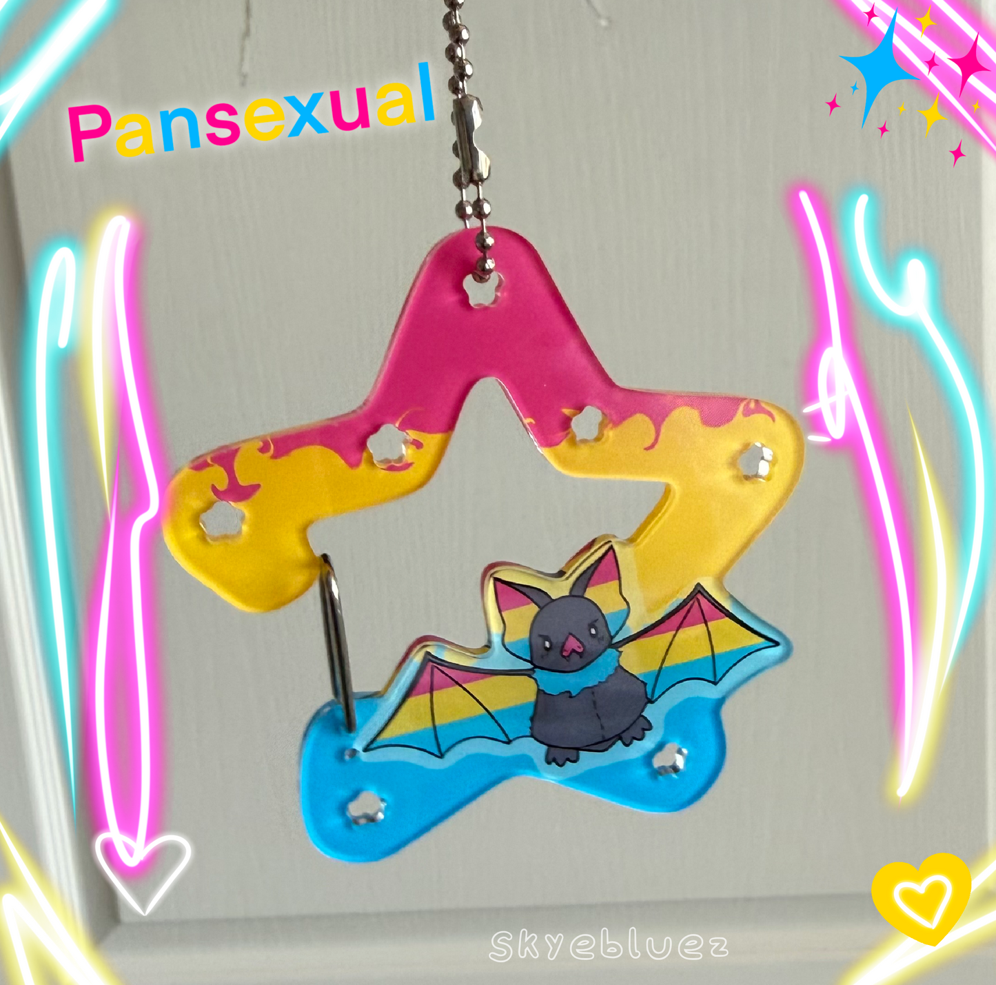Pansexual Bat Acrylic Carabiner