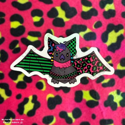 Scene Bat 2.5” Sticker (Pink/Green)