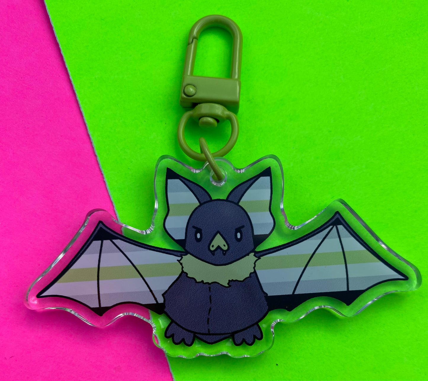 Agender Pride Bat 3” Acrylic Keychain