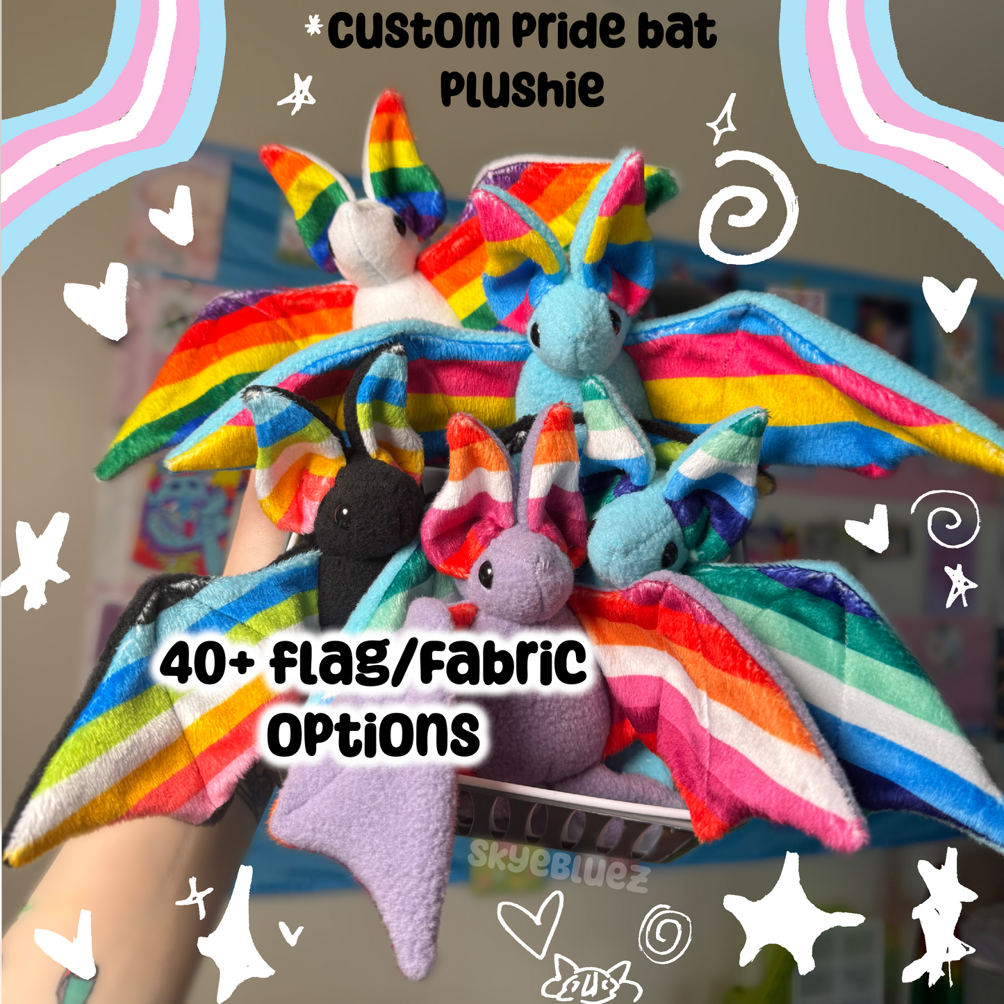 Peluche de murciélago del orgullo personalizado