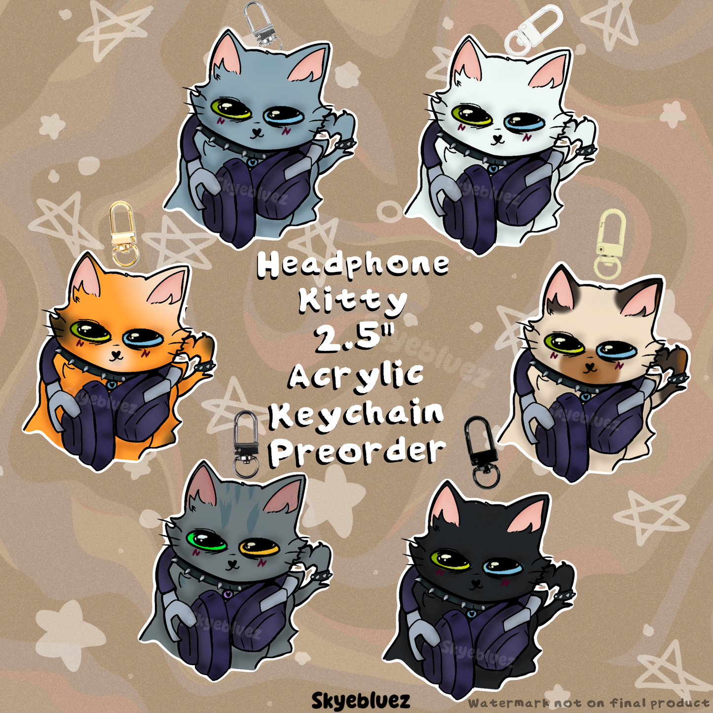 Headphone Cat 2.5” Acrylic Keychain ‼️PREORDER‼️