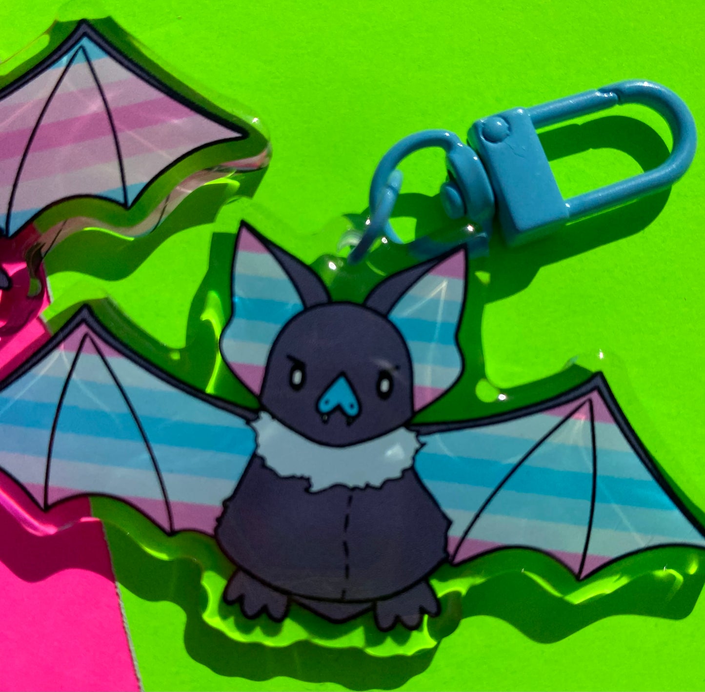 Transfem / Transmasc Pride Bat 3” Acrylic Keychain