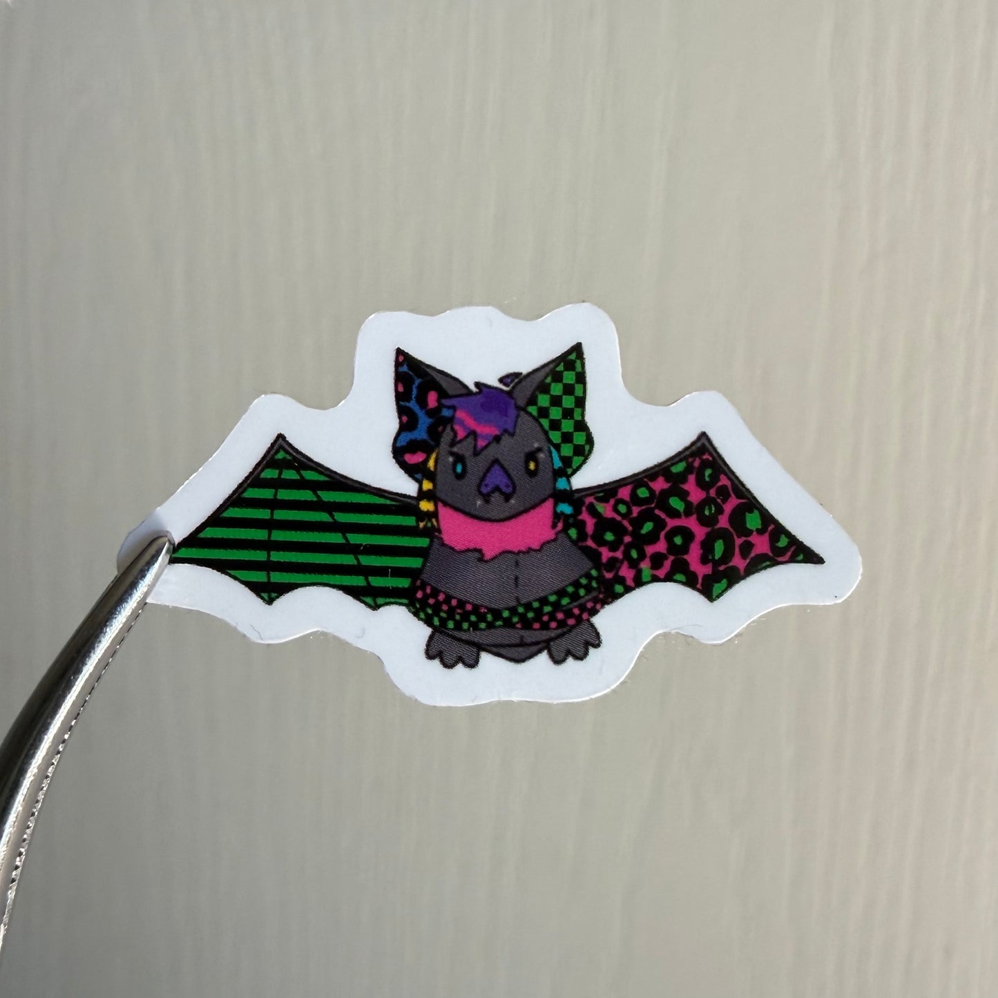 Scene Bat 1.5” Mini Sticker (pink/green)