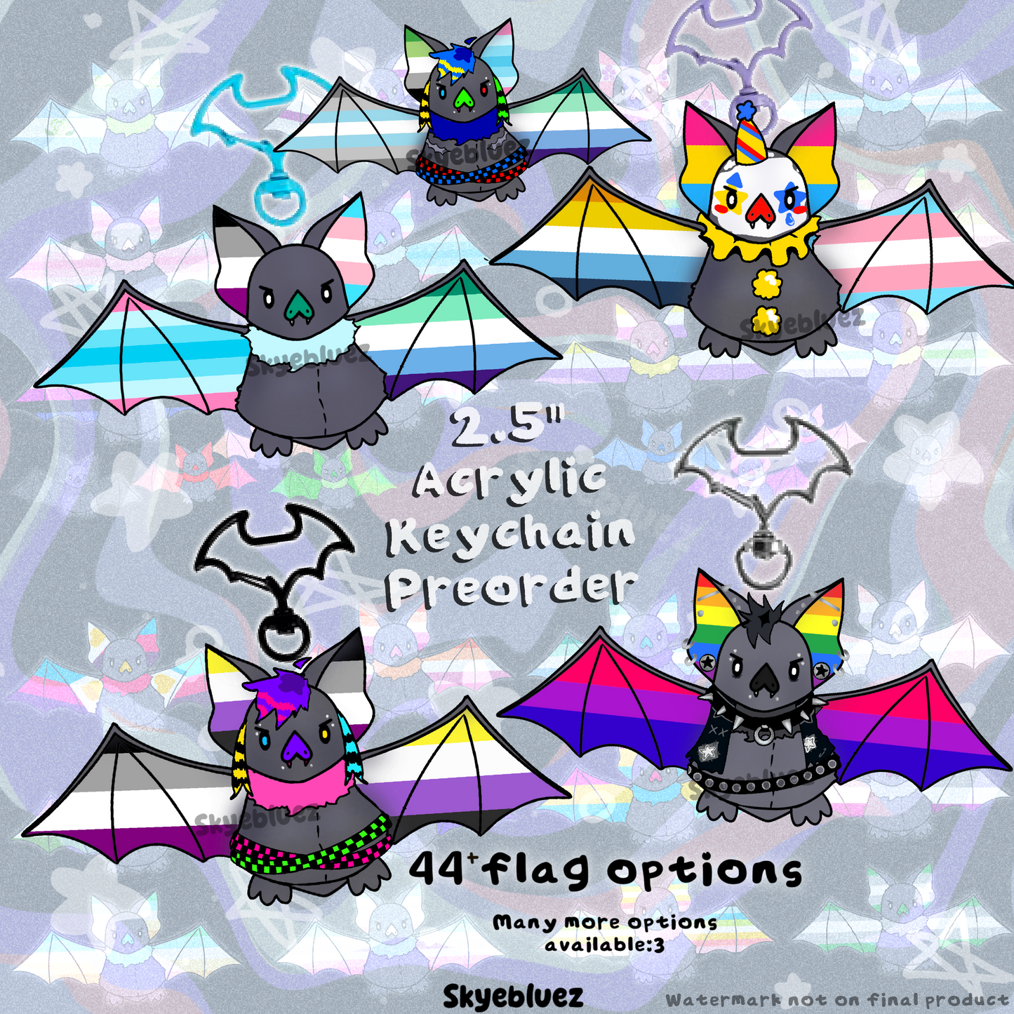 Multiple Flags Bat 2.5” Acrylic Keychain ‼️PREORDER‼️