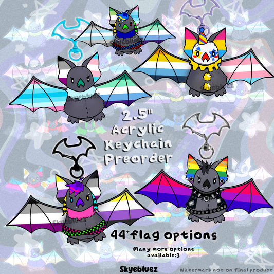 Multiple Flags Bat 2.5” Acrylic Keychain ‼️PREORDER‼️