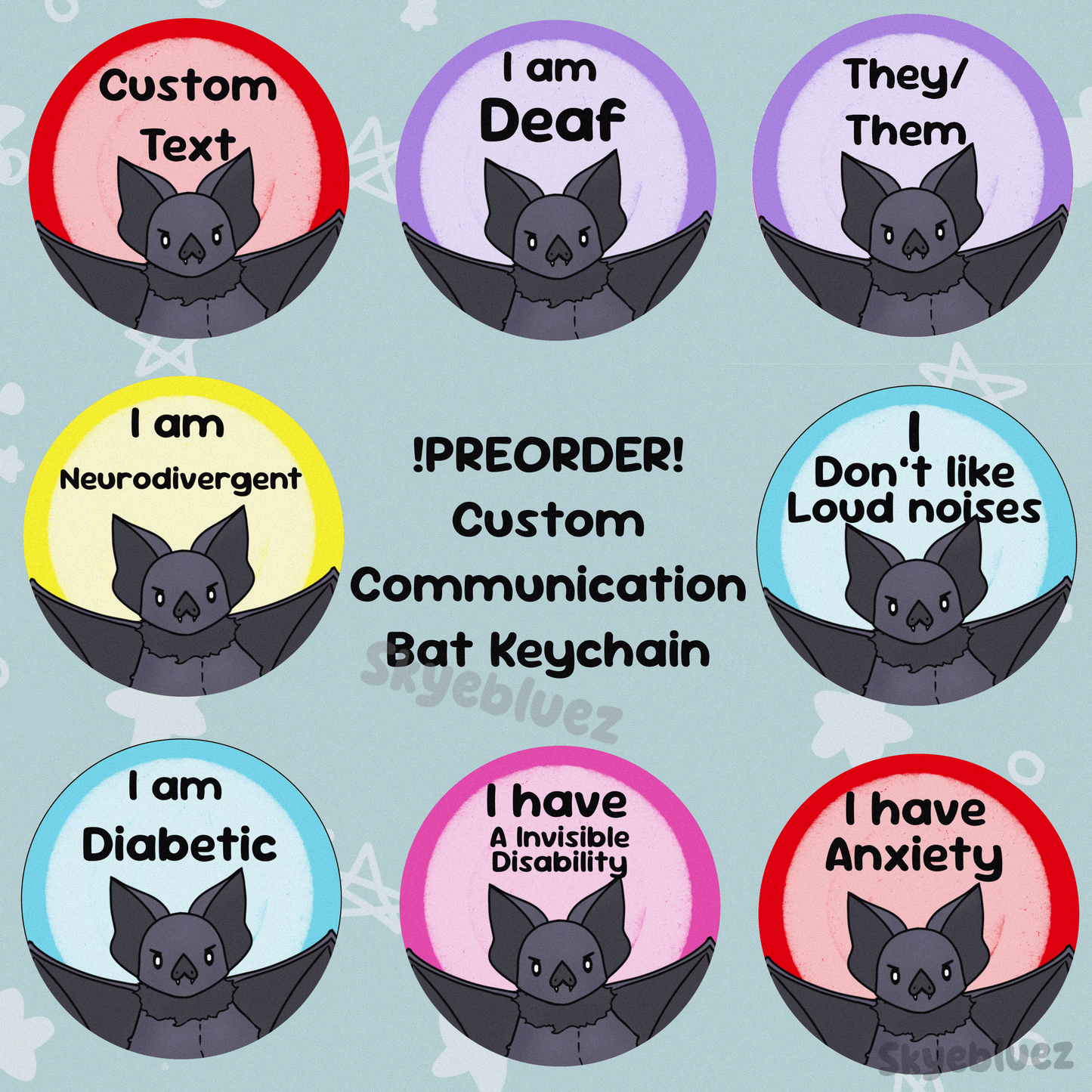 Custom Bat Communication 2.5” Acrylic Keychain ‼️PREORDER‼️