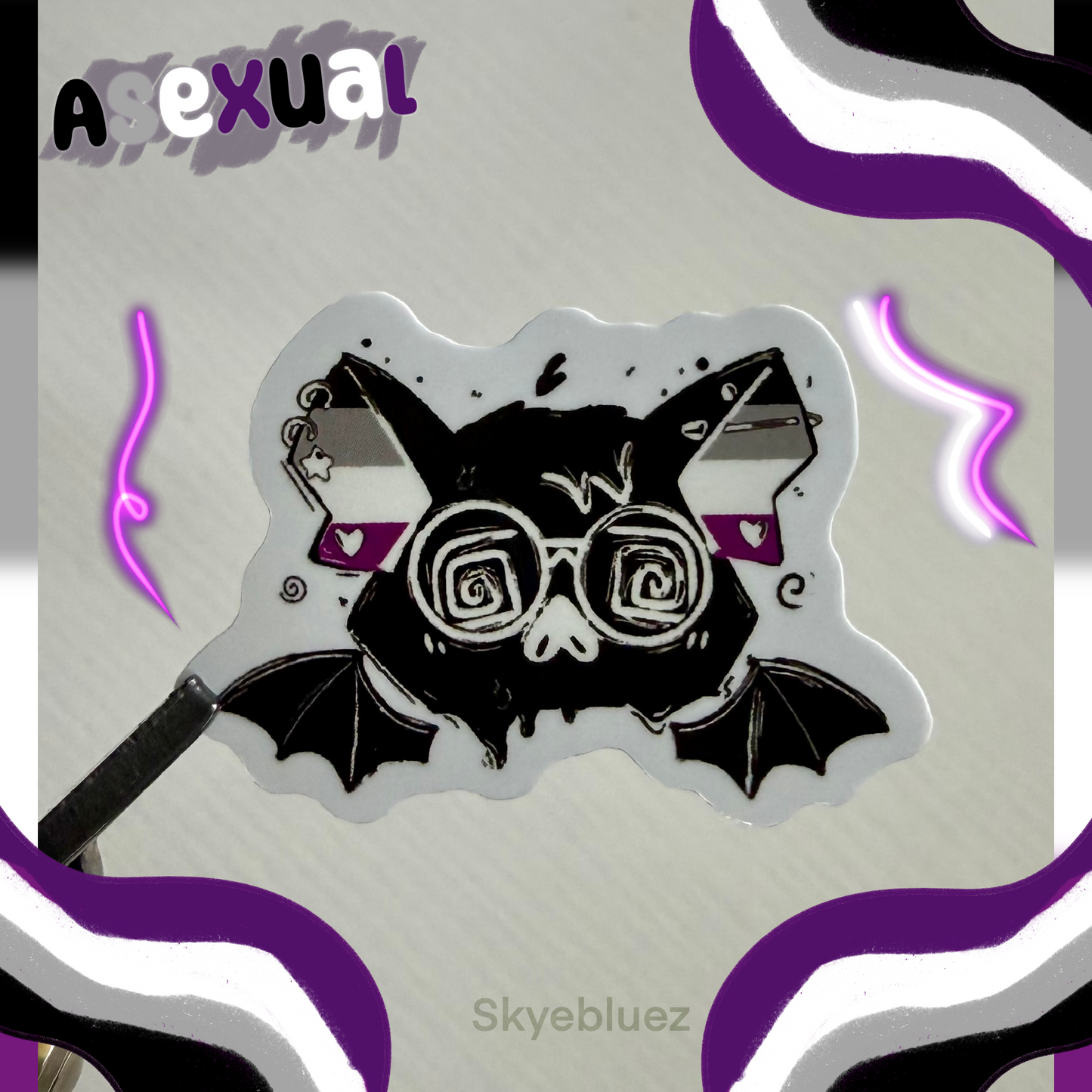 Asexual bat 1.5” mini Sticker