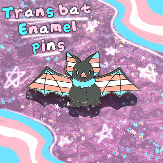 Transgender Bat Enamel Pin 1.75”