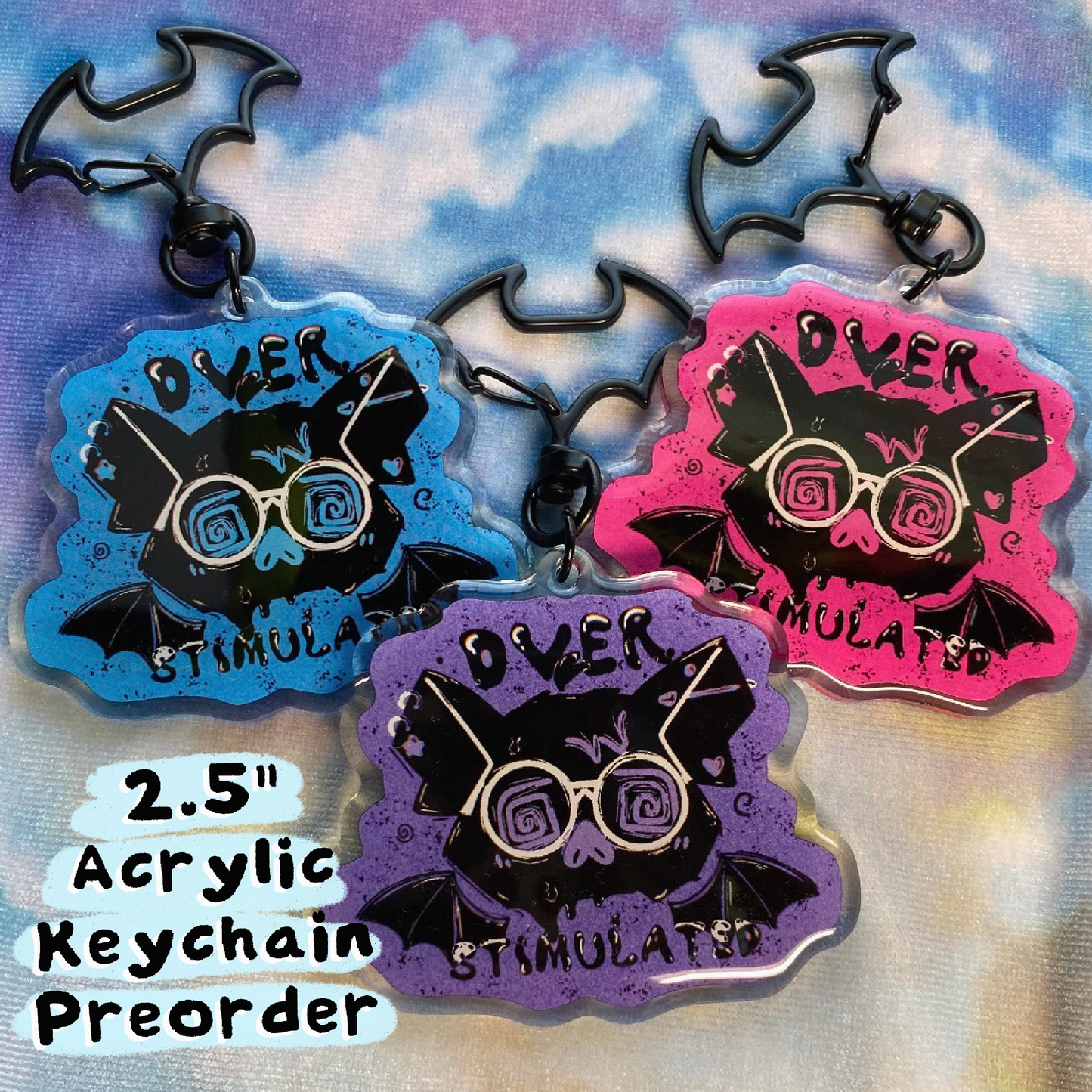 Overstimulated Bat 2.5” Acrylic Keychain ‼️PREORDER‼️