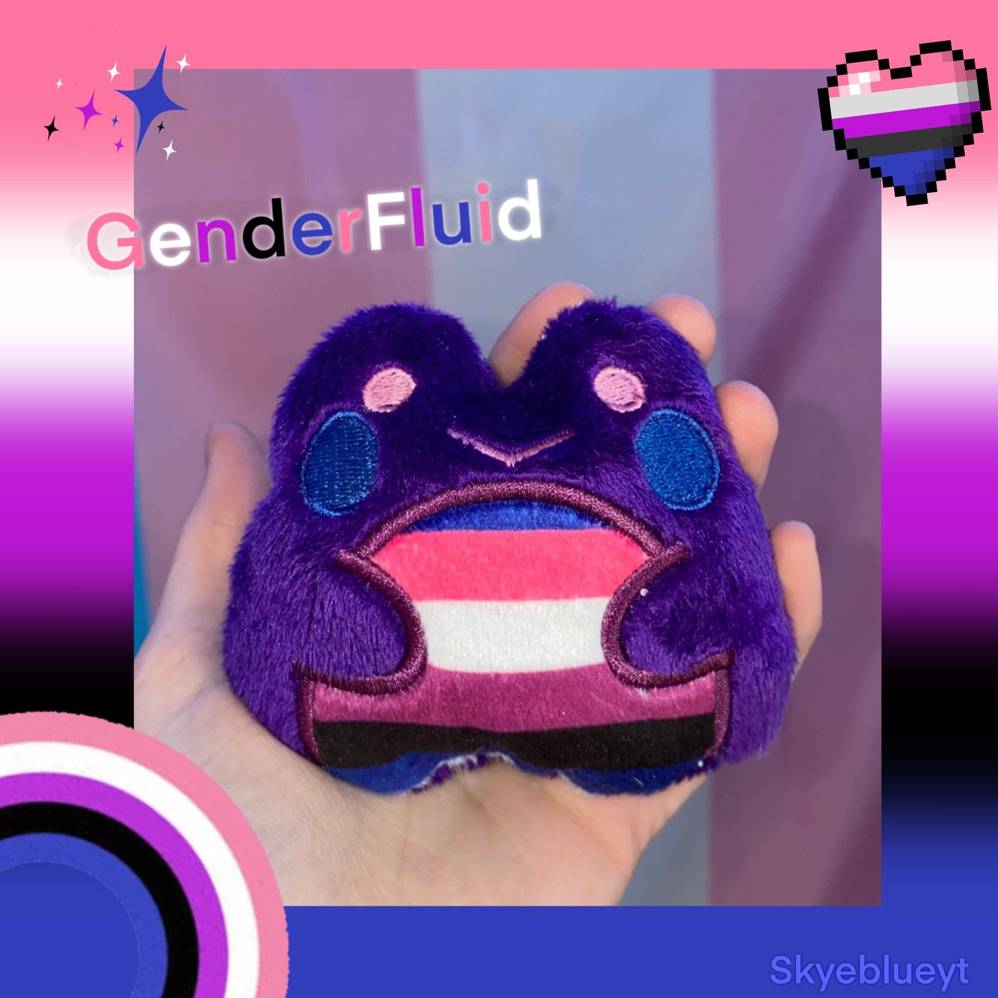 GenderFluid Frog Plushie -fidget peluche